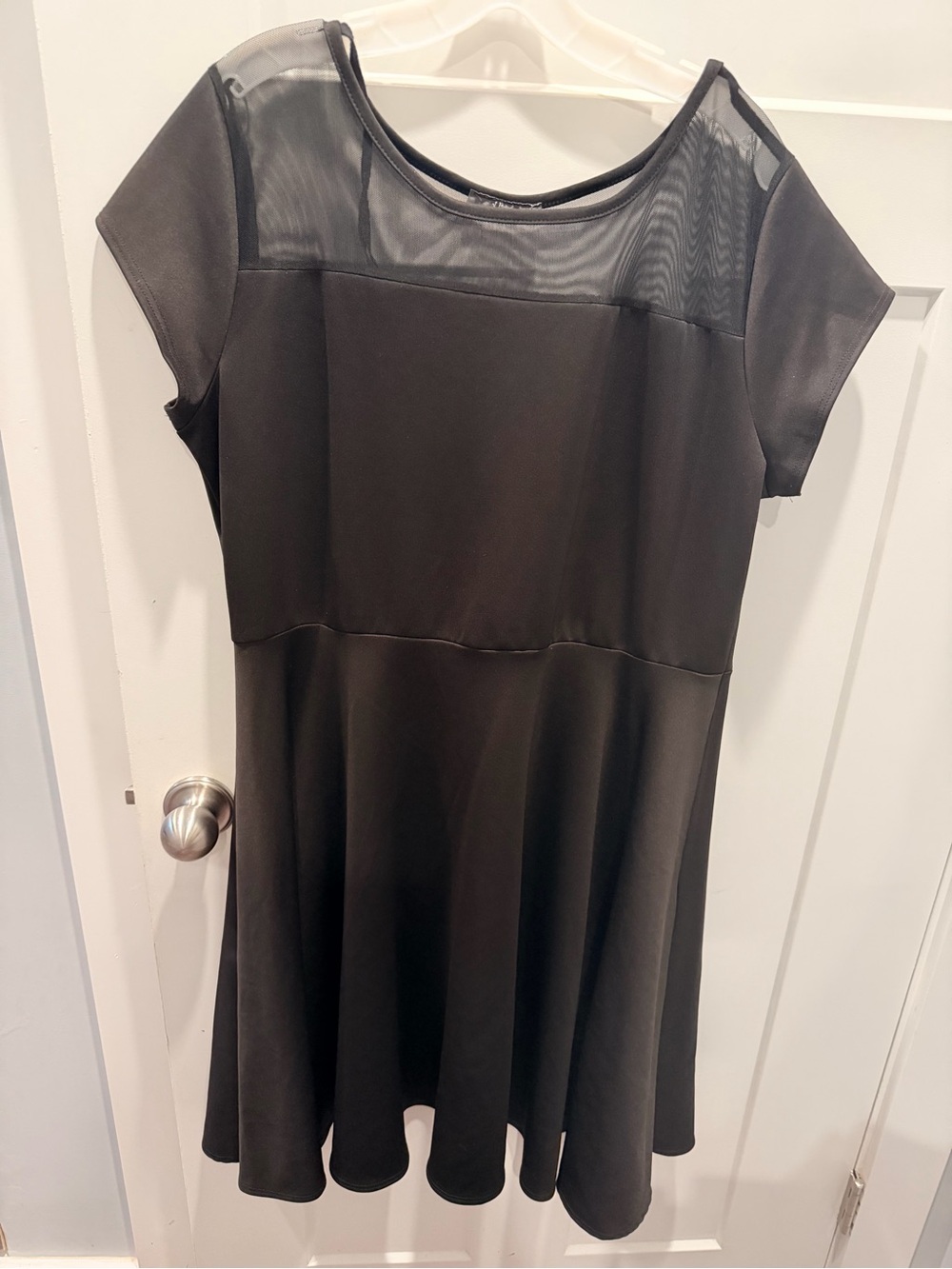 Pinc 2X Black Fit & Flare Dress Sheer Mesh Yoke Plus Size LBD